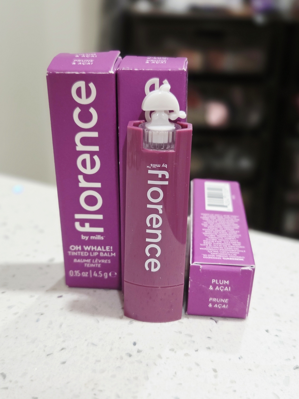Florence by Mills Oh Whale! Tinted Lip Balm - Plum & Acai (Pink Plum)x3